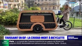 Paris: la "corbicyclette", le premier corbillard à vélo