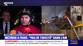 Incendie dans un centre de tri: "Un mur risque encore de s'effondrer à cette heure", indique le commandant de la brigade des sapeurs-pompiers de Paris