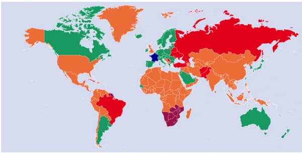 Classification des pays au 3 décembre