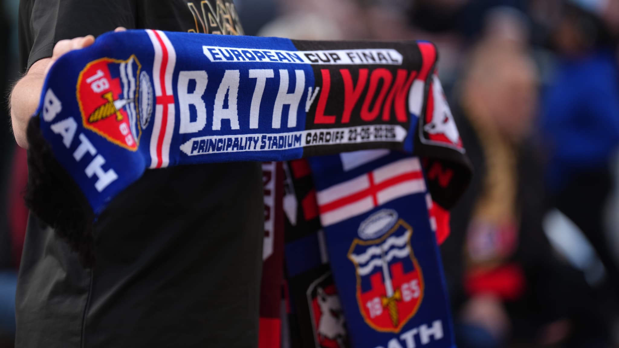 Les abords du Principality Stadium de Cardiff avant la finale de Challenge Cup entre Lyon et Bath, le 23 mai 2025. Les abords du Principality Stadium de Cardiff avant la finale de Challenge Cup entre Lyon et Bath, le 23 mai 2025.