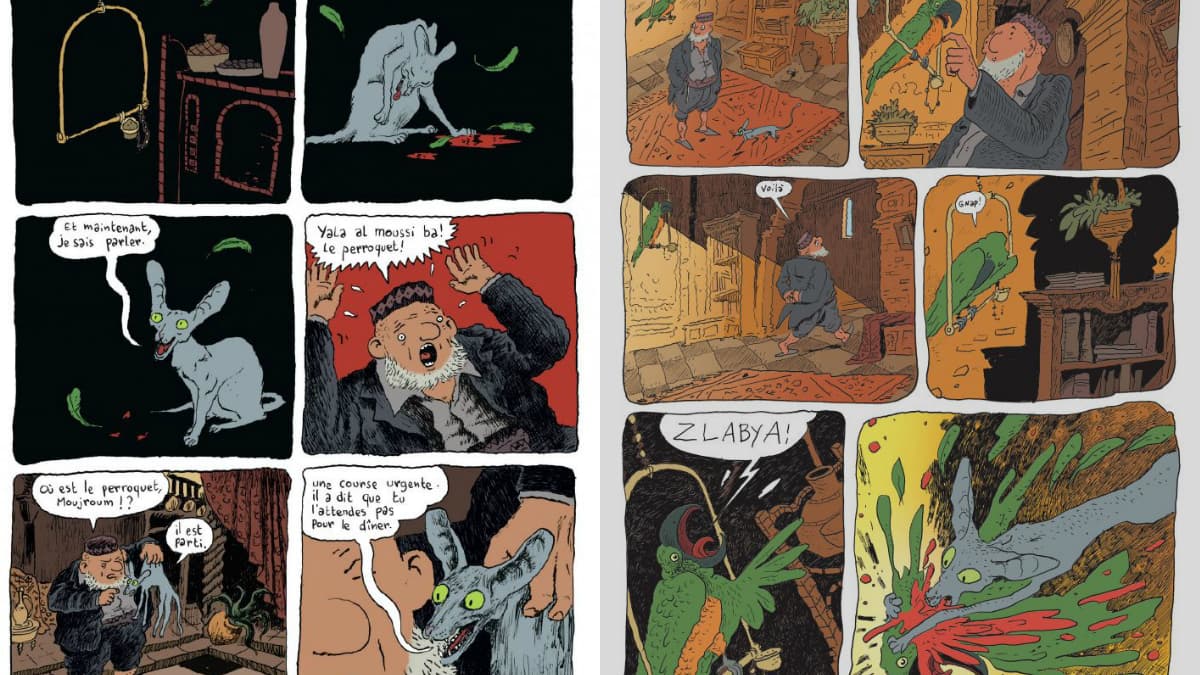 La mort du perroquet dans Le Chat du Rabbin 1 et 9 de Joann Sfar