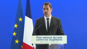 Christophe Castaner à Marseille, lors d'une conférence de presse à l'Évêché, l'hôtel de police de la cité phocéenne, le 17 septembre.