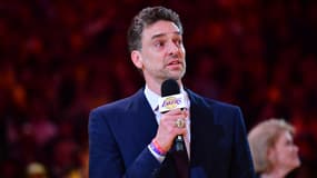 Pau Gasol honoré par les Lakers lors du match contre les Memphis Grizzlies, le 7 mars 2023