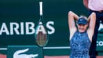 Mirra Andreeva célèbre sa victoire en huitième de finale de Roland-Garros, le 3 juin 2024