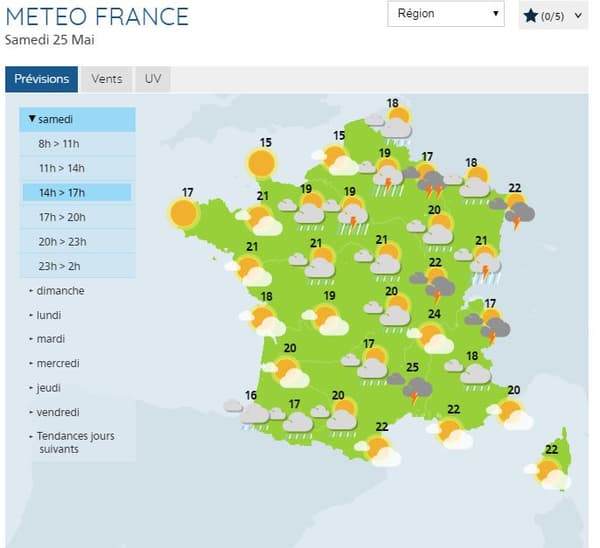 La météo ce samedi. La météo ce samedi.