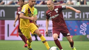 Andrés Iniesta lors du match amical entre le FC Barcelone et le Vissel Kobe en 2019.