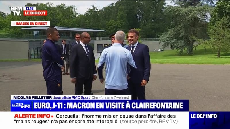 Euro 2024: Emmanuel Macron est arrivé à Clairefontaine, le Centre National du Football, pour déjeuner avec les Bleus et le staff