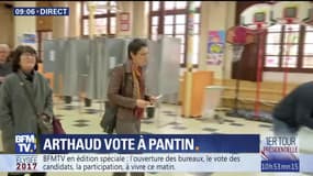 Nathalie Arthaud a voté à Pantin