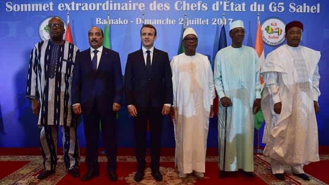 Les présidents du Burkina Faso, de la Mauritanie, de la France, du  Mali, du Tchad et du Niger.