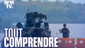Des militaires positionnés sur la route menant au parlement birman à Naypyidaw le 1er février 2021.