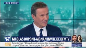 Liste gilets jaunes aux européennes: Nicolas Dupont-Aignan réagit, "Il ne suffit pas d'annoncer une liste, il faut avoir un projet"