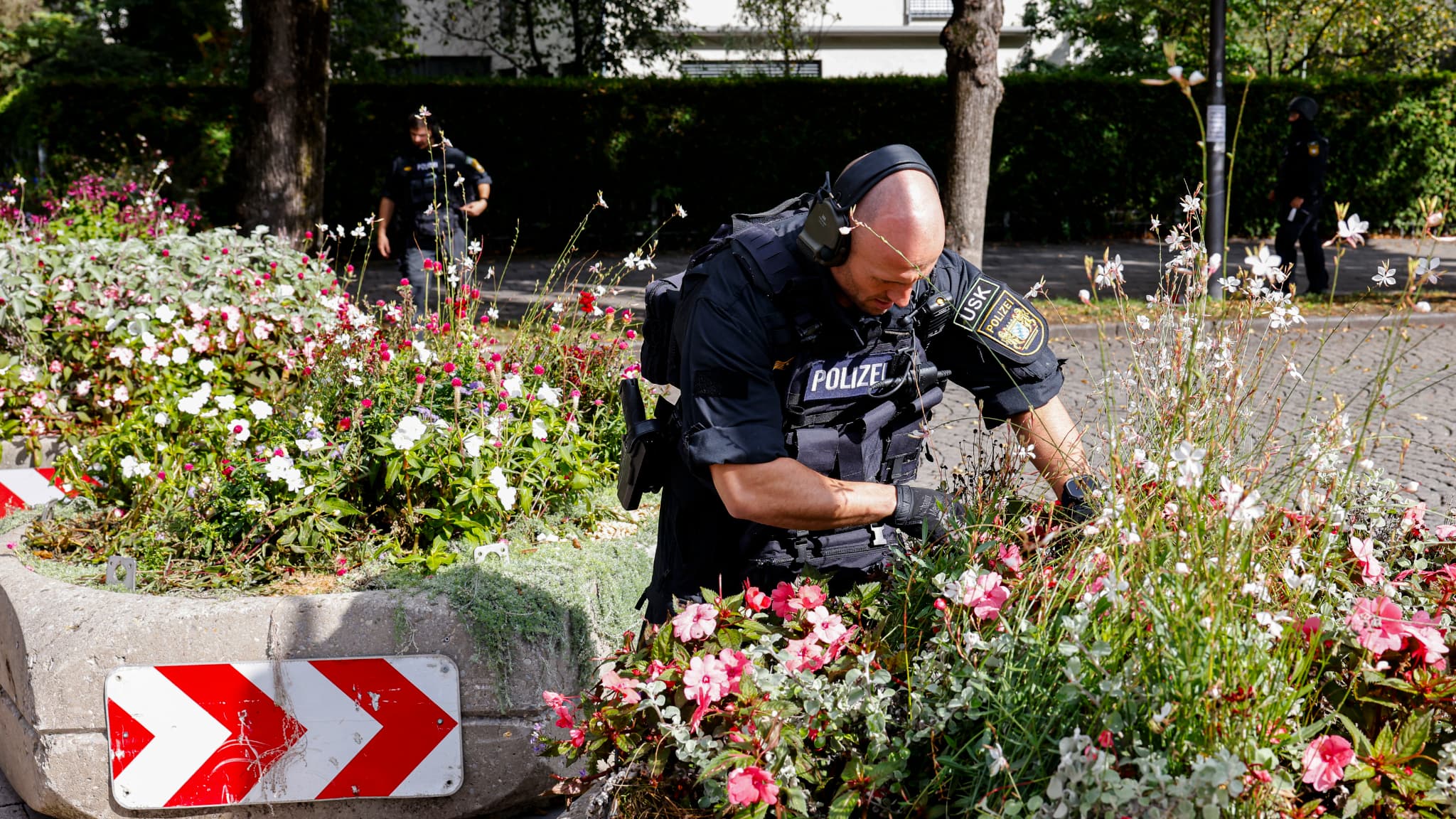 A police officer ensures the Oktoberfest beer party on October 1, 2025 in Munich, Germany.