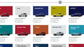 Le catalogue France de modèles disponibles chez Volkswagen le 06 avril 2022.