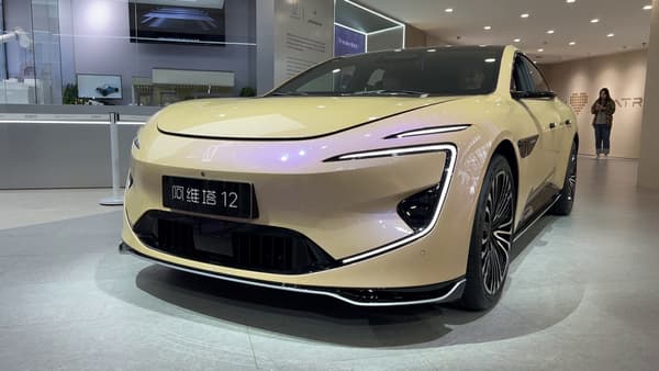 An Avatr 12 model from the Chinese manufacturer of the same name at the Beijing Auto Show on April 24, 2024.