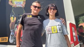 Les parents de Tadej Pogacar, le 18/07/2023 avant la 16e étape du Tour de France