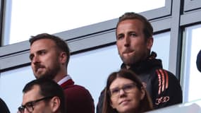Harry Kane en tribunes lors de Leipzig-Bayern, le 3 mai 2025.
