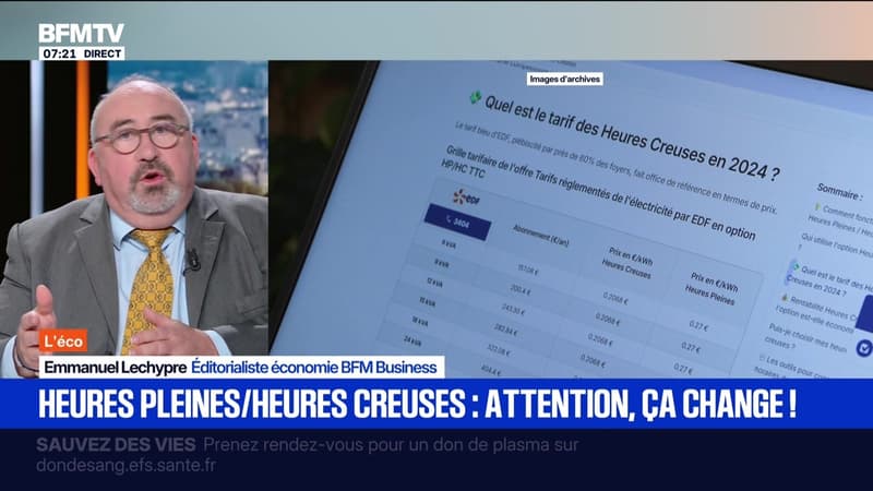BFM Ã©co : Heures pleines/heures creuses, attention, Ã§a change ! - 26/09