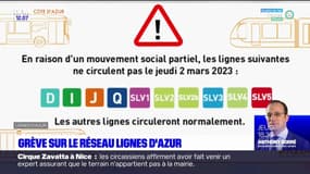 Grève sur le réseau Lignes d'Azur ce jeudi