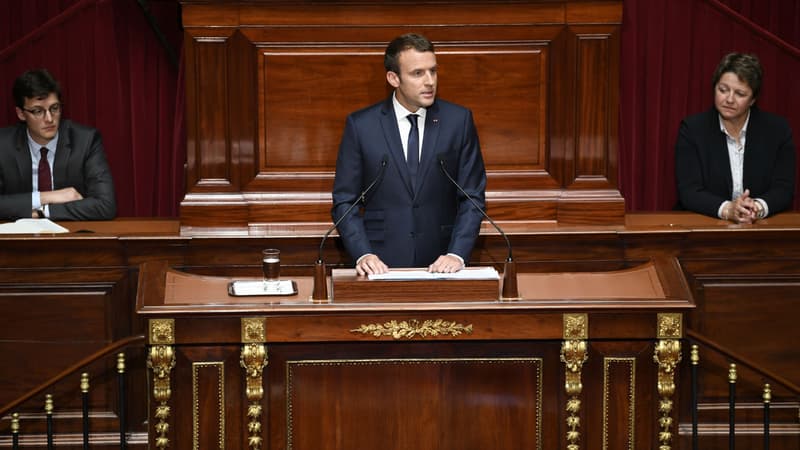 Emmanuel Macron s'exprime devant le Parlement réuni en Congrès, le 3 juillet 2017