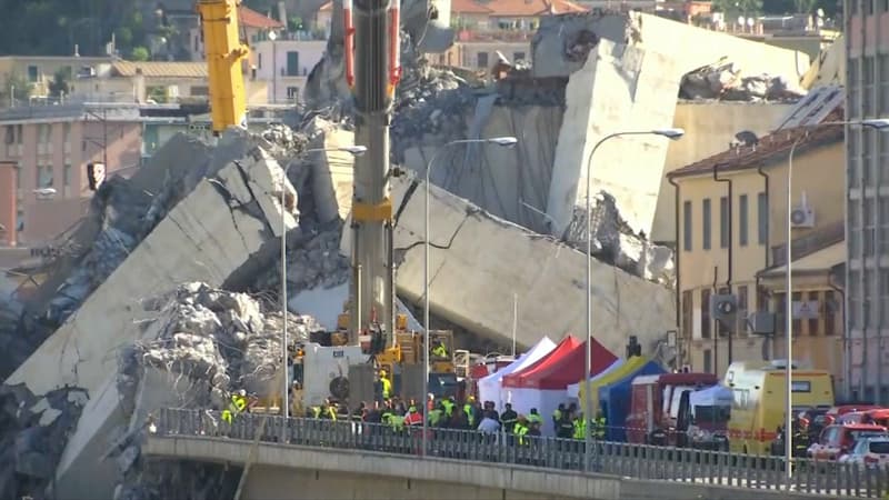 Viaduc effondré à Gênes.