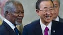 Les Etats membres du groupe d'action sur la Syrie, réunis samedi à Genève, se sont mis d'accord sur les principes d'un processus de transition politique dirigé par les Syriens, a annoncé l'émissaire international Kofi Annan (ici aux côtés du secrétaire gé