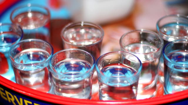 Un plateau de shots de vodka (illustration)