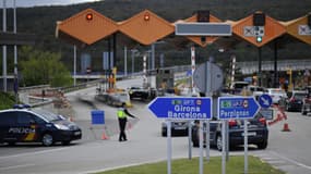 La frontière entre la France et l'Espagne, tous deux membres de l'espace Schengen. L'UMP n'exclut pas de suspendre la participation de la France aux accords de Schengen, faute de "progrès sérieux" en matière d'immigration (Photo d'illustration)