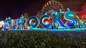 Les lettres géantes "Eurocks", le 5 juillet 2019 à Belfort, lors de la 31e édition des Eurockéennes.