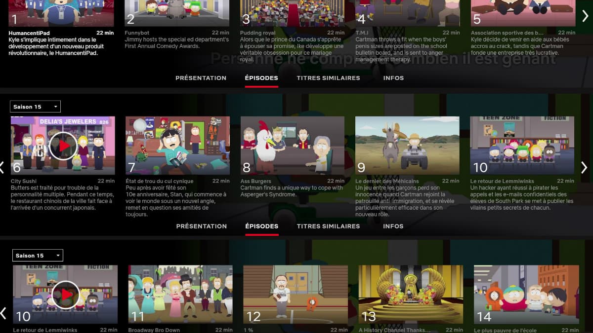 Tous les épisodes de la saison 15. Il en manquait quatre lundi dernier.