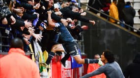 Les supporters bastiais lors du match à Reims en février 2016