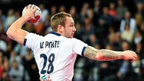Le Montpelliérain Valentin Porte, lors d'un match amical de l'équipe de France contre la Slovénie, le 8 janvier 2017 à Montpellier