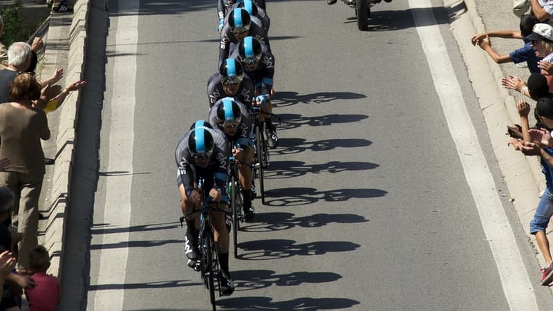 L'équipe Sky lors du chrono par équipes du Tour 2013