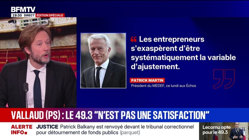 Pour Boris Vallaud (PS), "il est normal que les grandes entreprises paient leur juste part dans une période qui est difficile"