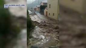 La pluie a créé des torrents à Pont-Salomon, en Haute-Loire. 