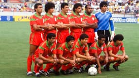 L'équipe du Maroc face au Portugal lors du Mondial 86. Khairi est le 3e en partant de la droite dans la rangée du bas