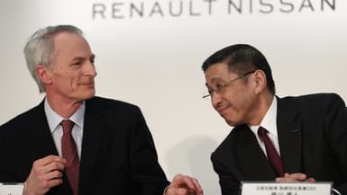 Jean-Dominique Senard, le président de Renault, et Hiroto Saikawa, le directeur général de Nissan.