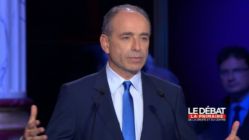 Jean-François Copé, salle Wagram, lors du débat.