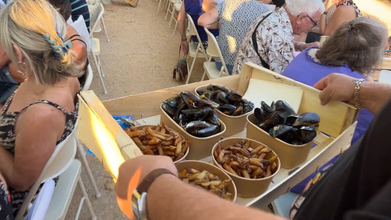 Les moules-frites servies à la fête nationale belge de Vinon-sur-Verdon (Var) le lundi 21 juillet 2025.