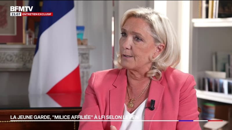 Marine Le Pen affirme que la Jeune Garde n'est pas "un groupe de marginaux" mais "une milice affiliée à un parti politique"