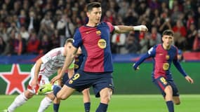 Robert Lewandowski buteur lors du match de Ligue des champions entre le Barça et Brest - le 26/11/2024