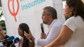 Alexis Corbière et Raquel Garrido lors d'une conférence à Marseille le 25 août 2017.