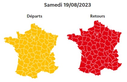 Samedi, la journée est classée orange dans le sens des départs, rouge pour les retours.