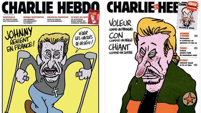 Johnny Hallyday caricaturé à plusieurs reprises en Une de "Charlie Hebdo"