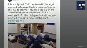 Un équipage de Ryanair contraint de dormir dans l'aéroport où leur avion était coincé