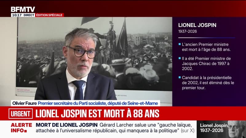 Mort de Lionel Jospin: "Je souhaite qu'un hommage national lui soit rendu", affirme Olivier Faure (PS)