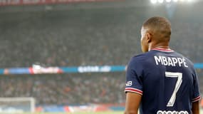 L'attaquant du Paris SG Kylian Mbappé contre Strasbourg, le 14 août 2021 au Parc des Princes