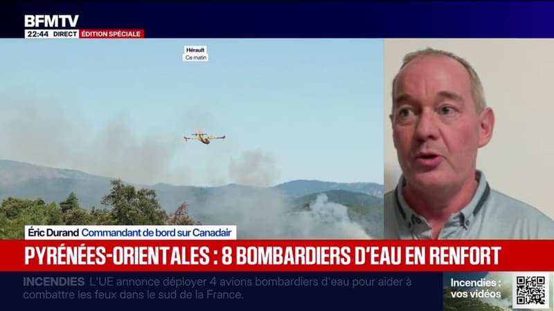 Incendies: "Ce sont 6.000 litres d'eau qui sont largués par avion", explique Éric Durand, commandant de bord sur Canadair