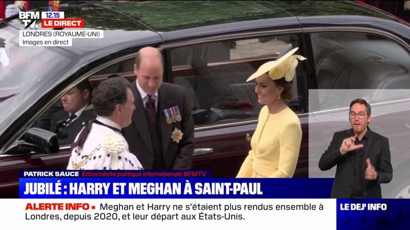 Jubilé d'Elizabeth II: Kate et William arrivent à leur tour à la cathédrale Saint-Paul, pour assister à la messe en l'honneur de la reine