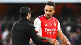 Mikel Arteta et Pierre-Emerick Aubemayang avec Arsenal, le 7 novembre 2021