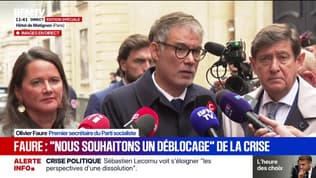 "Nous avons dit au Premier ministre que nous étions de ceux qui souhaitent un déblocage de la situation", explique Olivier Faure à l'issue de la réunion du PS avec Sébastien Lecornu